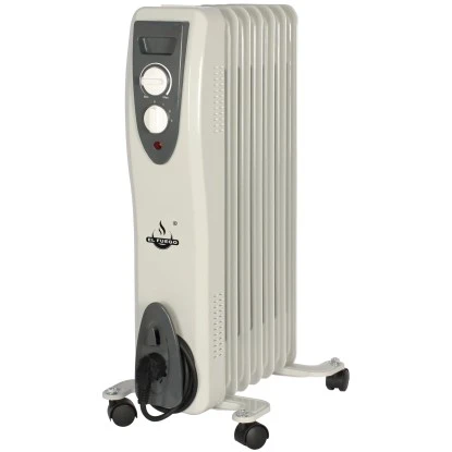 El Fuego Mobiler Elektro-Ölradiator 7 Rippen Weiß 1 El Fuego Mobiler Elektro-Ölradiator 7 Rippen Weiß