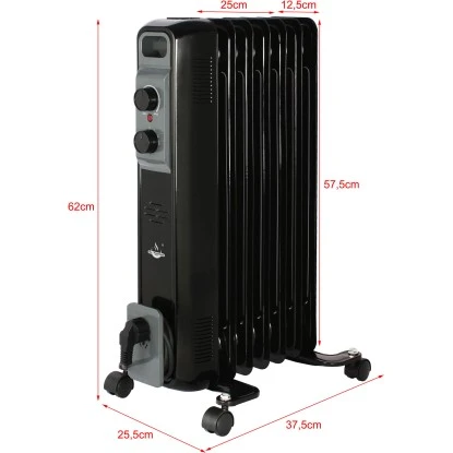 El Fuego Mobiler Elektro-Ölradiator 7 Rippen Schwarz 2 El Fuego Mobiler Elektro-Ölradiator 7 Rippen Schwarz – Bild 2