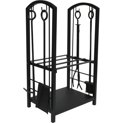 OBI Holzregal Mit Kaminbesteck Kelimutu Schwarz 1 OBI Holzregal Mit Kaminbesteck Kelimutu Schwarz