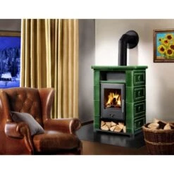 Wamsler Kaminofen Montafon Keramik Grün 7 KW EEK: A+ -Duschmeister 393920 4432 montafon 01