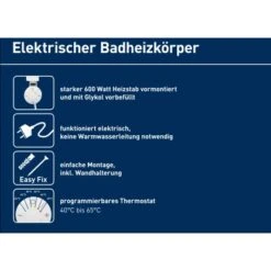 Elektrischer Badheizkörper Wuppertal Mit Programmierbarem Thermostat 600 W 13 Elektrischer Badheizkörper Wuppertal Mit Programmierbarem Thermostat 600 W -Duschmeister 4007871151554 A02 010819