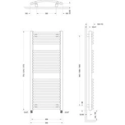 Schulte ExpressPlus Design-Heizkörper München Rund HxB 121,5 X 50 Cm 580 W -Duschmeister 4060991037931 2053 3