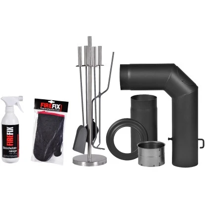 Firefix Kaminofen Anschluss-Set Schwarz 4-teilig 1 Firefix Kaminofen Anschluss-Set Schwarz 4-teilig