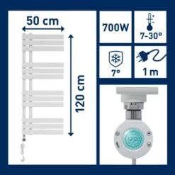 Elektrischer Badheizkörper Limburg 700 W Weiß 120 Cm X 50 Cm 14 Elektrischer Badheizkörper Limburg 700 W Weiß 120 Cm X 50 Cm -Duschmeister 845574 3299 115114