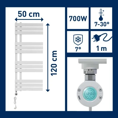 Elektrischer Badheizkörper Limburg 700 W Weiß 120 Cm X 50 Cm 7 Elektrischer Badheizkörper Limburg 700 W Weiß 120 Cm X 50 Cm – Bild 7
