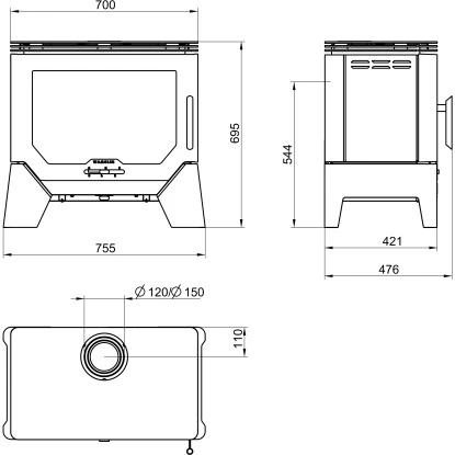 Wamsler Kaminofen W-Box Schwarz 8 KW EEK: A 3 Wamsler Kaminofen W-Box Schwarz 8 KW EEK: A – Bild 3