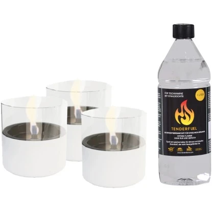 Tenderflame Tischfeuer Set Lilly In Weiß 1 Tenderflame Tischfeuer Set Lilly In Weiß